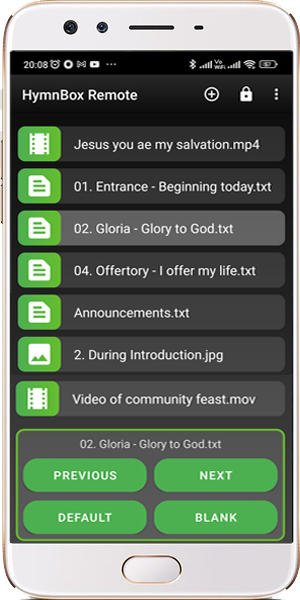 Use your mobile to display Hymns in your church